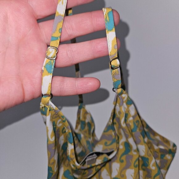 CAbi Seahorse Tank Top XS Pleated Front Adjustable Straps Mustard Gray Green - Picture 11 of 13